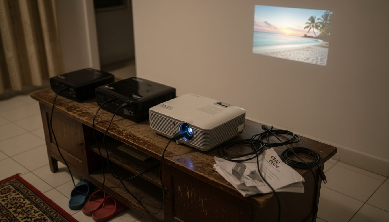 Three home projectors ready for comparison