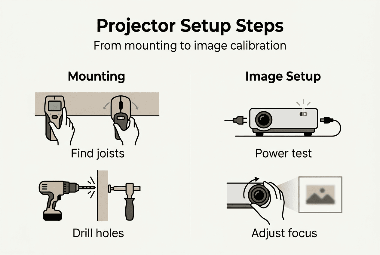 Infographic on key projector installation steps