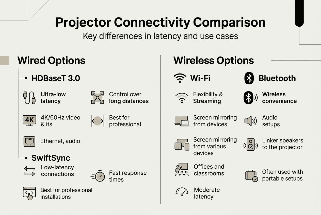 Infographic comparing projector connectivity