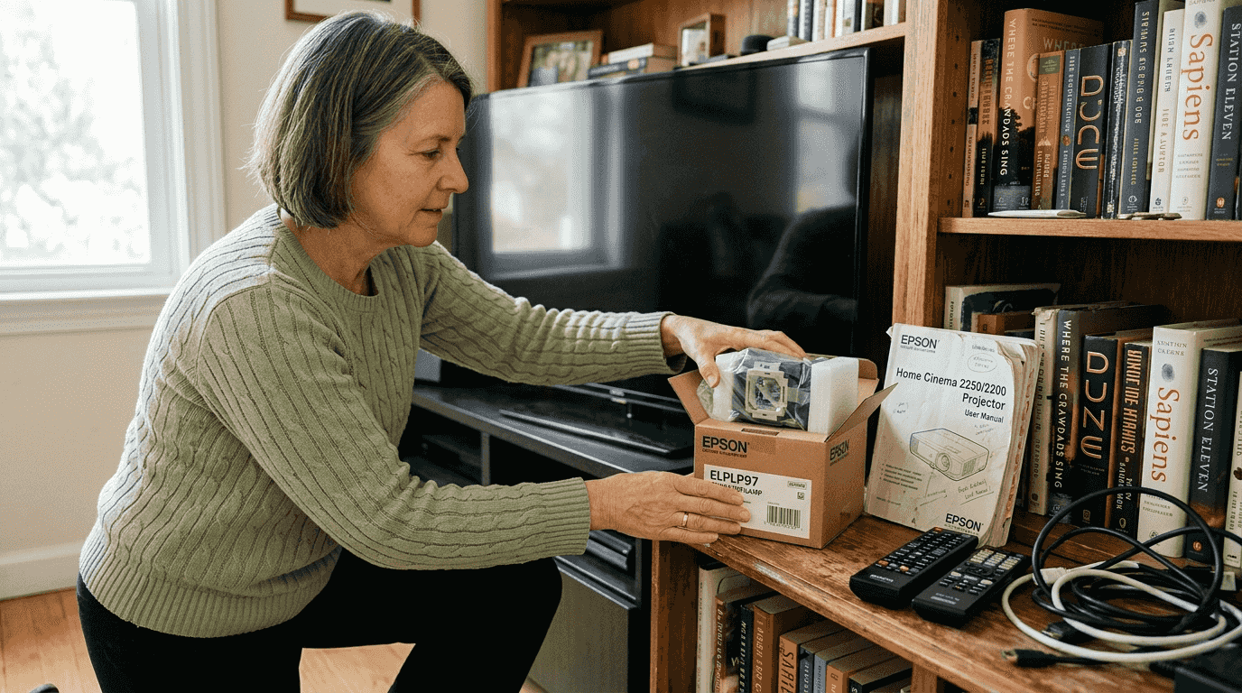 New projector lamp in protective packaging