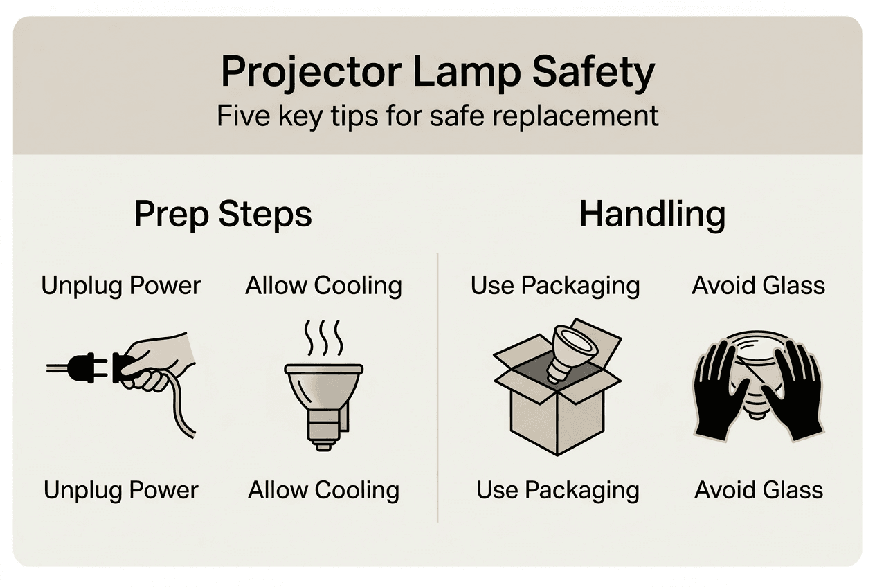 Infographic of projector lamp safety tips