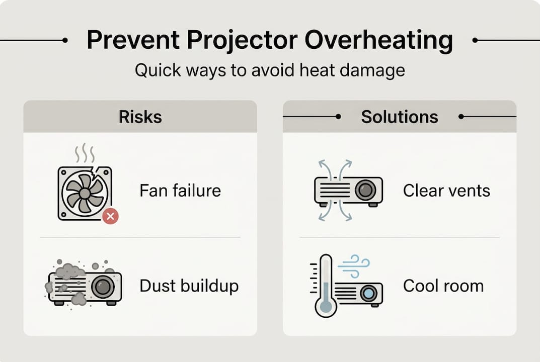 Infographic on preventing projector overheating