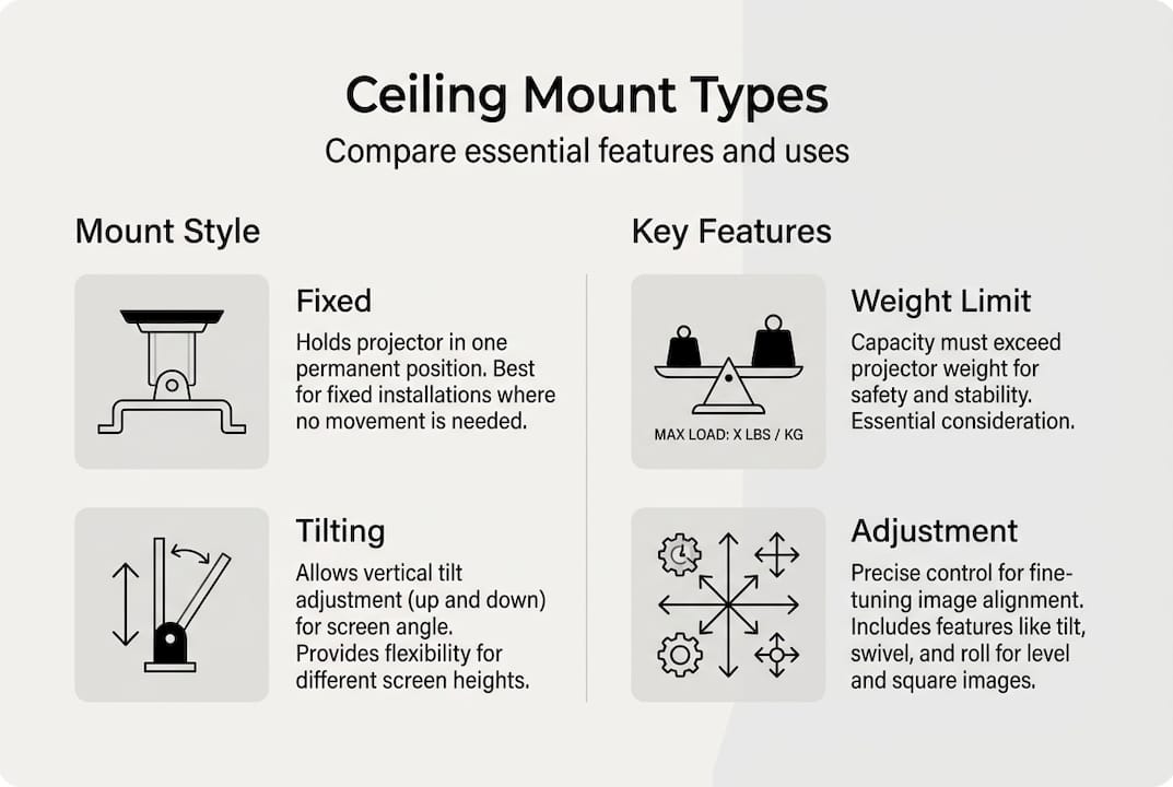 Infographic comparing mount types and key features