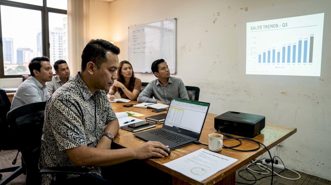 ViewSonic projector used in office meeting