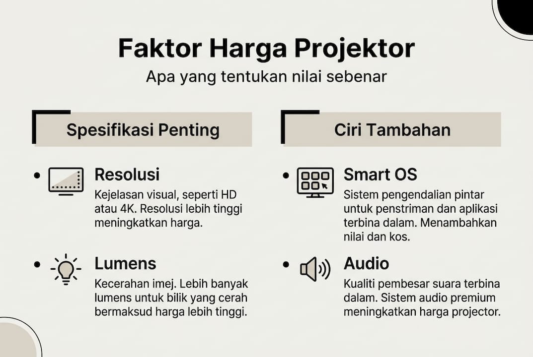 Infografik: Faktor Penting yang Mempengaruhi Harga Projektor di Malaysia
