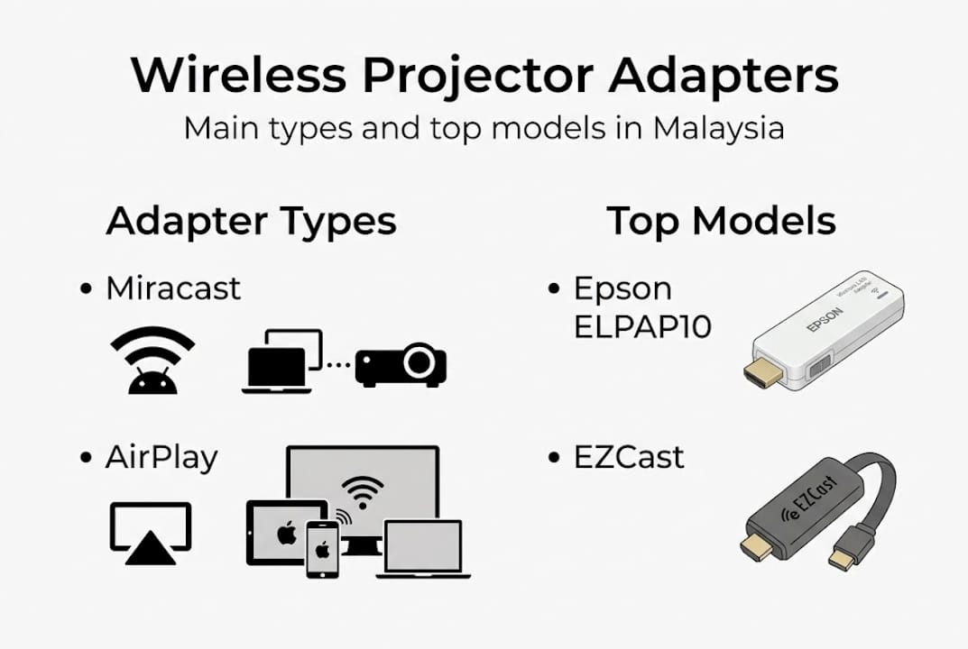 Infographic showing types and models of wireless adapters