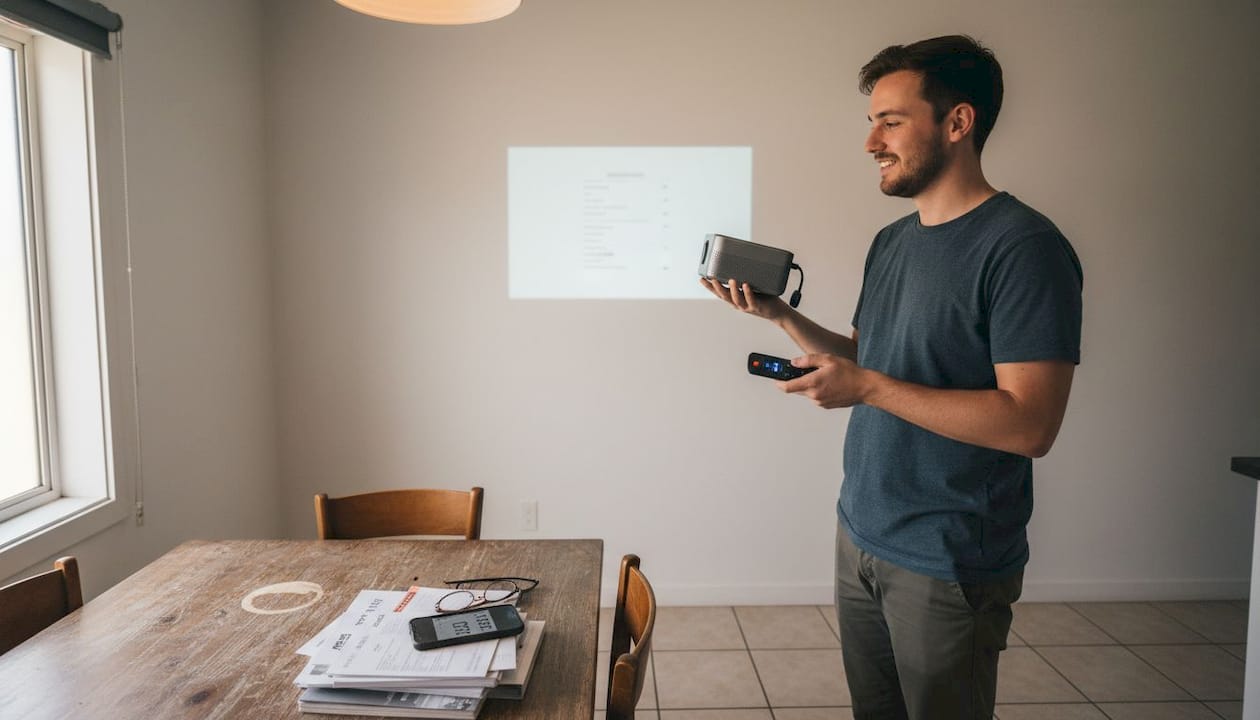 Testing projector brightness in real home setting