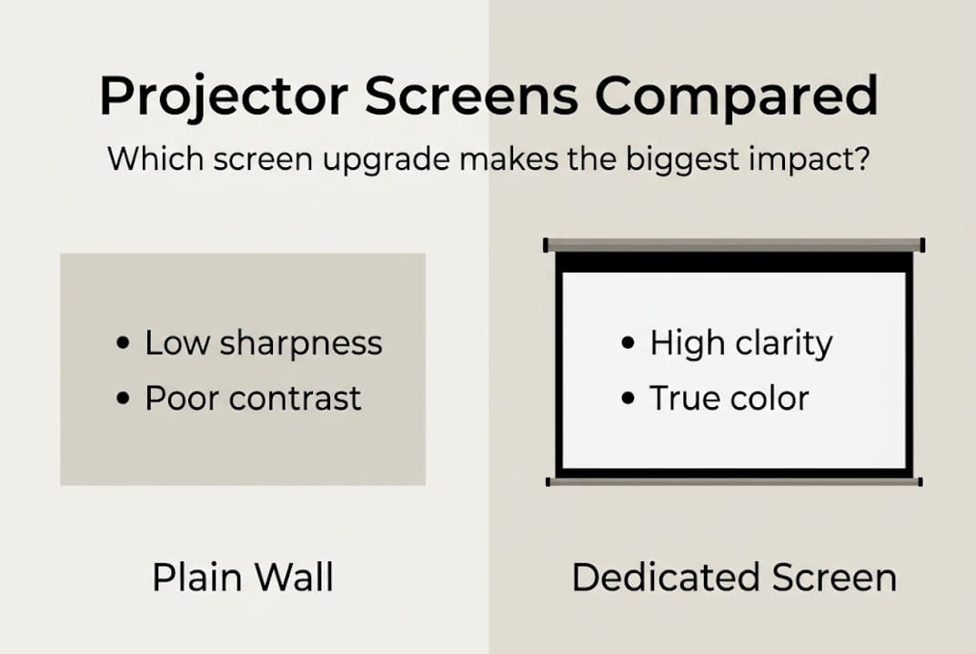 Infographic comparing projector screen options