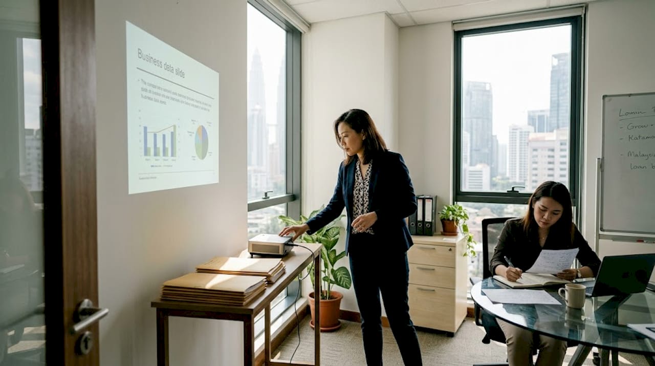 Adjusting projector in bright office daytime