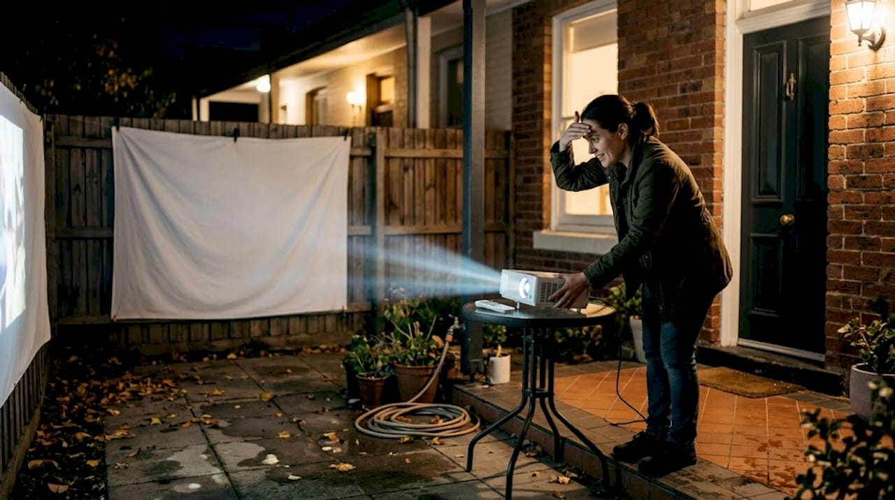 Adjusting projector brightness on outdoor screen