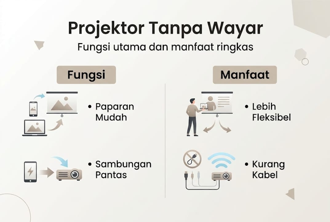 Infografik: Manfaat dan kegunaan projektor tanpa wayar