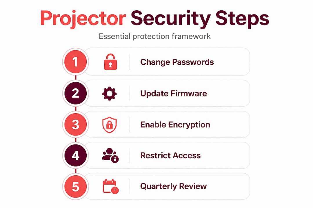 Infographic showing projector security step-by-step