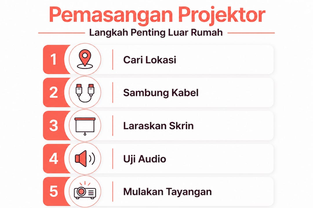 Infografik: Cara-cara mudah pasang projektor di luar rumah