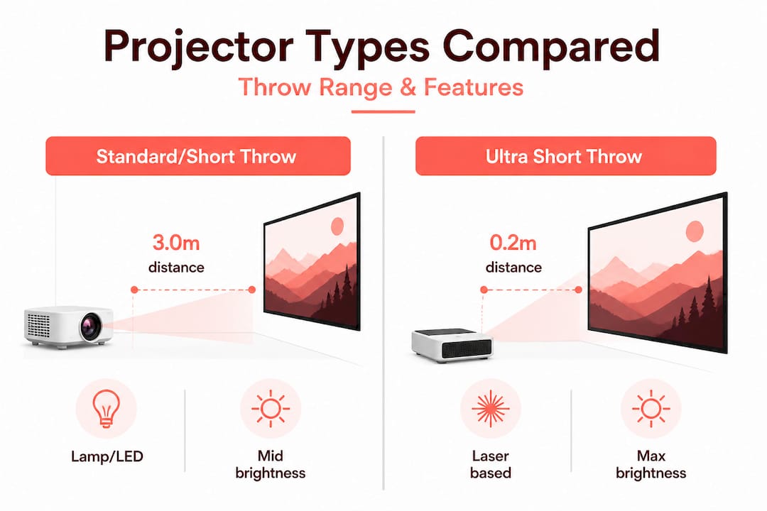 Infographic comparing UST versus other projectors