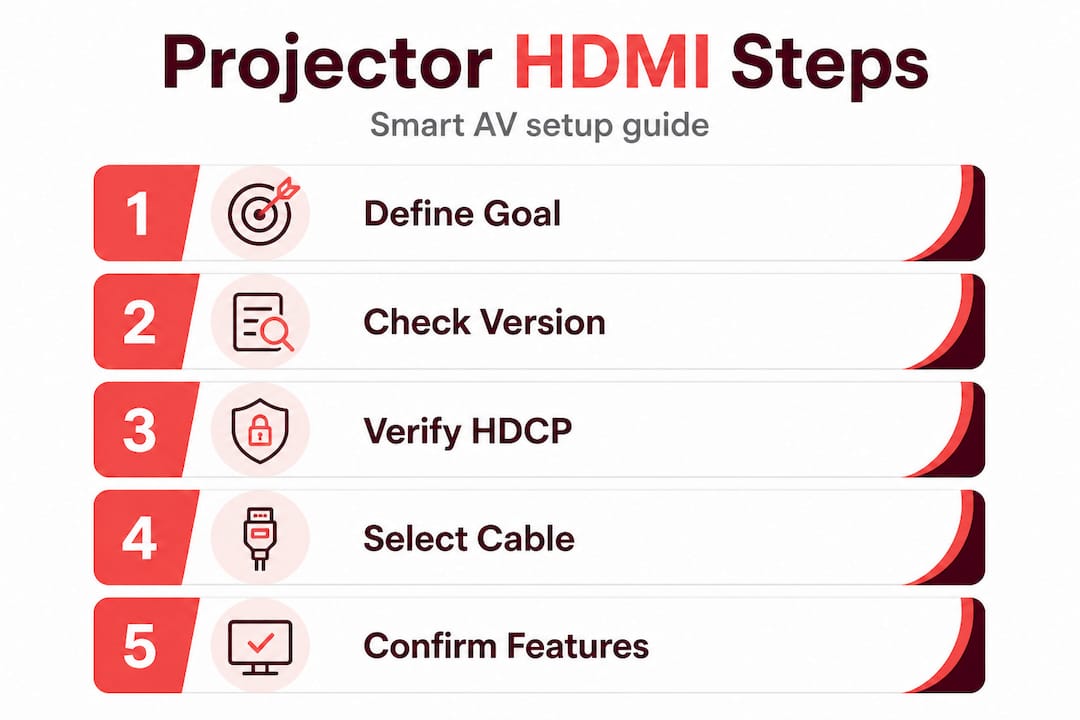 Infographic with projector HDMI buying steps