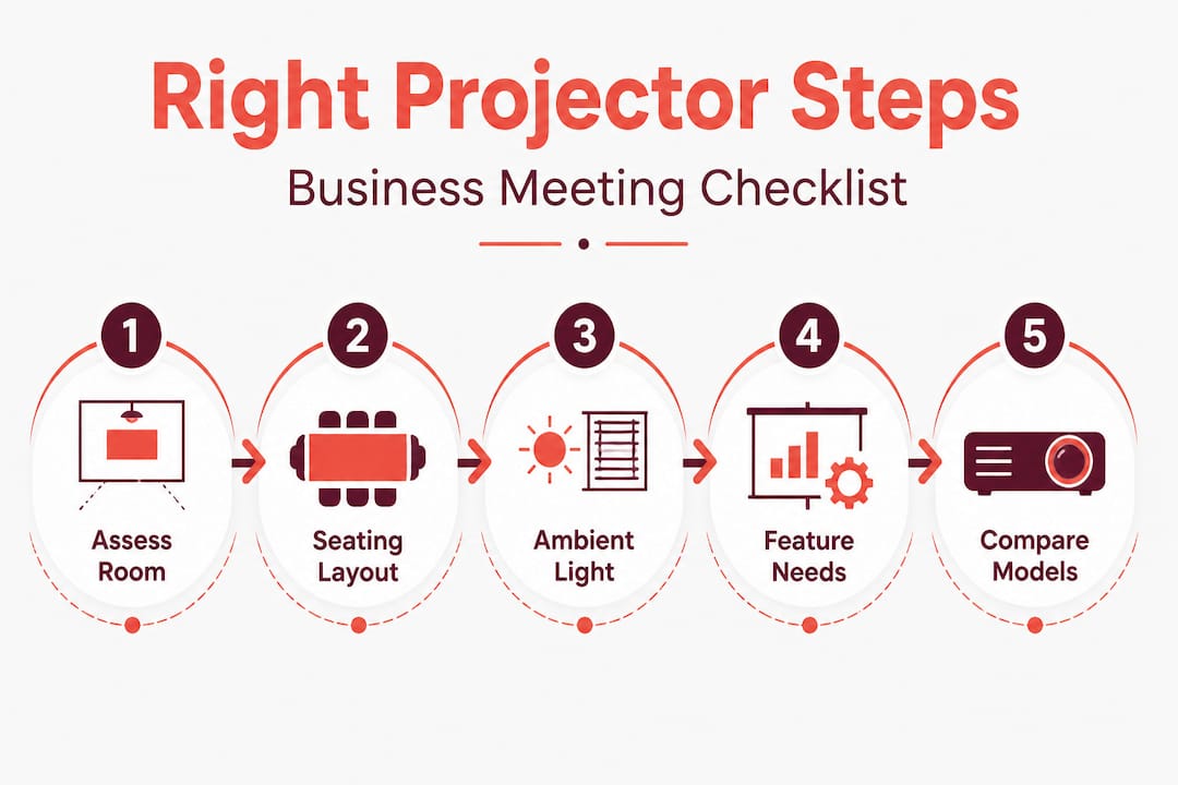 Infographic with steps for choosing a business projector