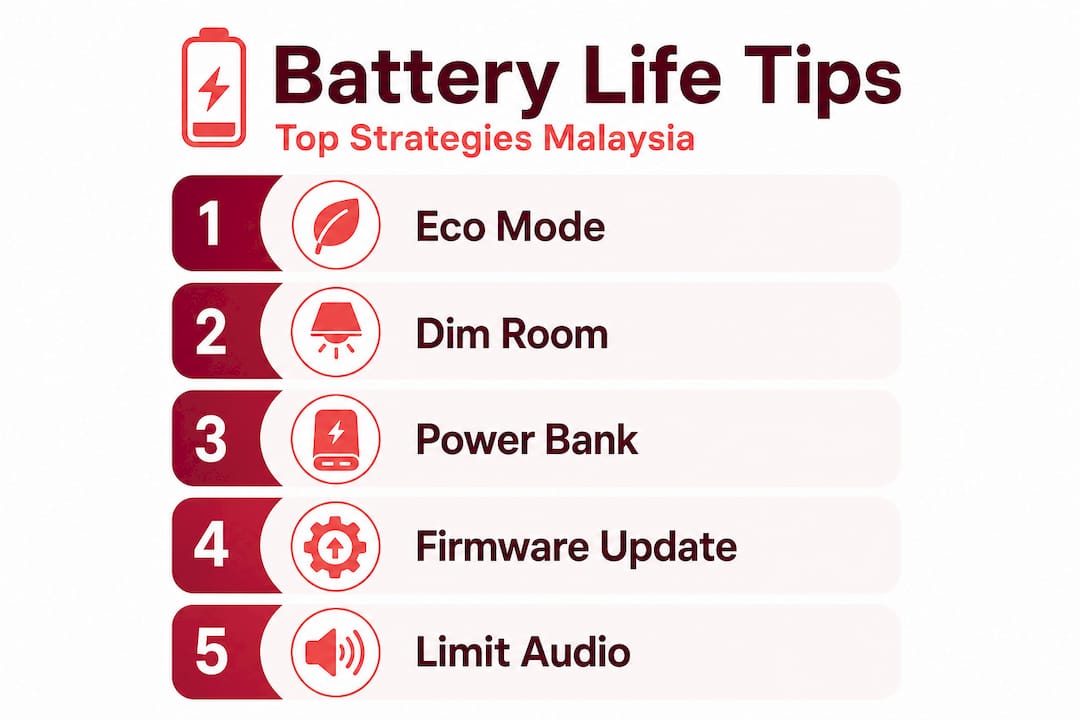 Infographic showing steps to extend projector battery