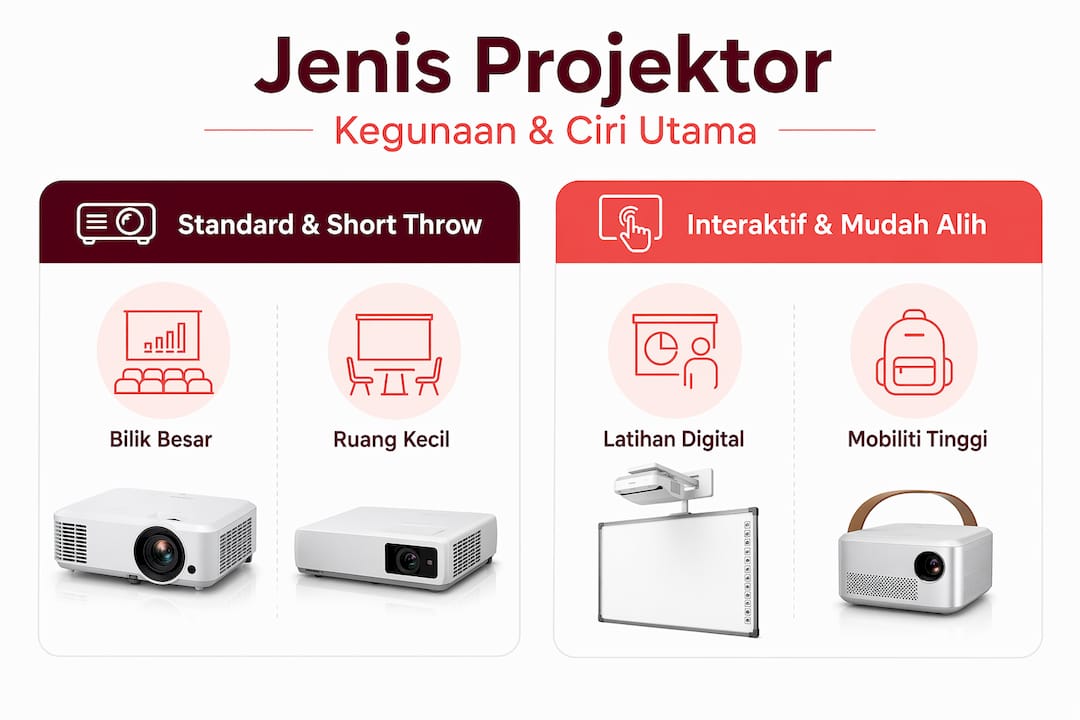 Infografik: Perbandingan Jenis Projektor dan Kegunaannya
