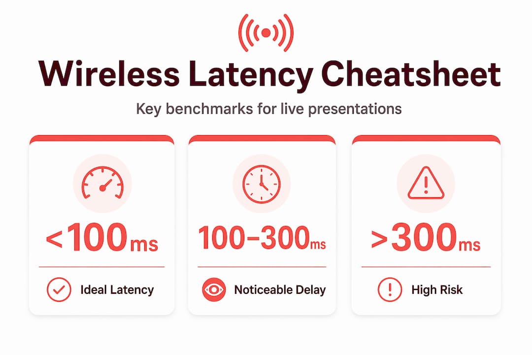 Infographic with wireless latency benchmarks for presentations