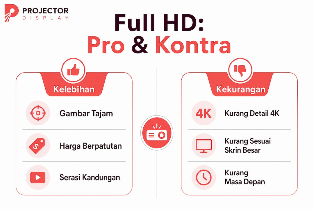 Infografik ringkas: Kelebihan dan kekurangan projektor Full HD