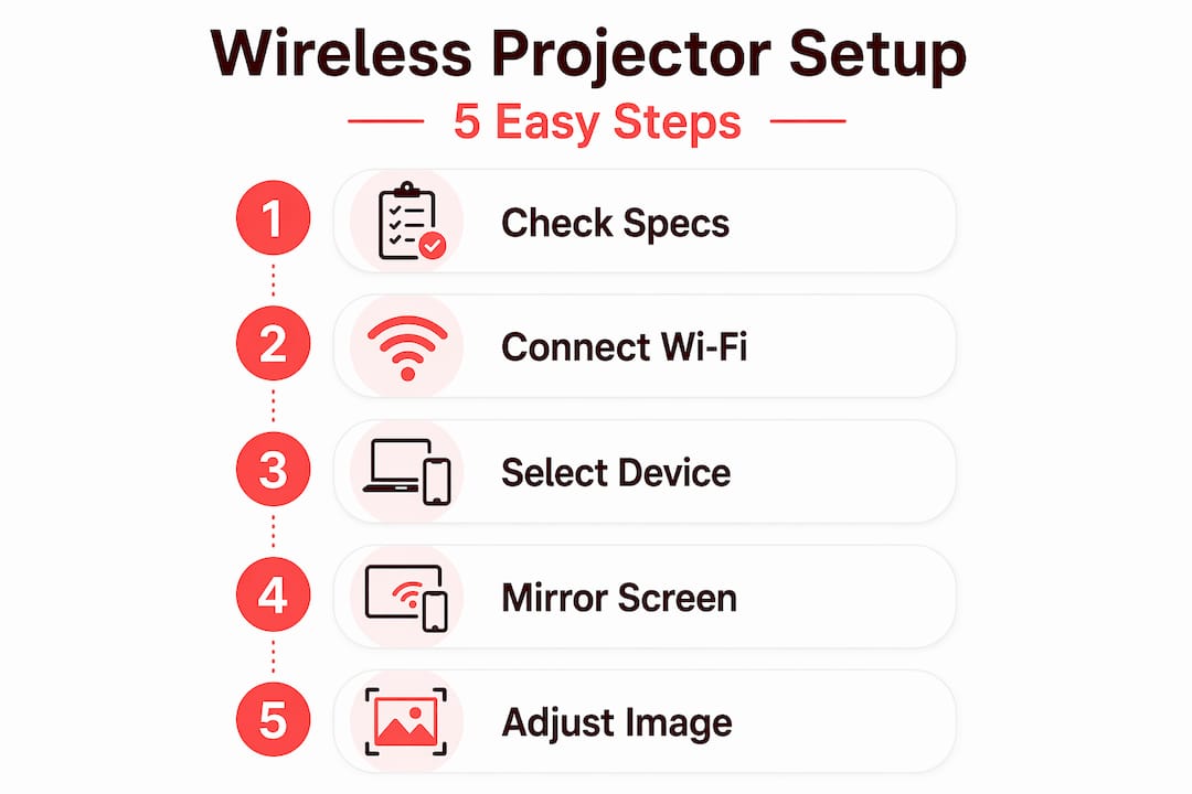 Infographic: wireless projector setup step-by-step