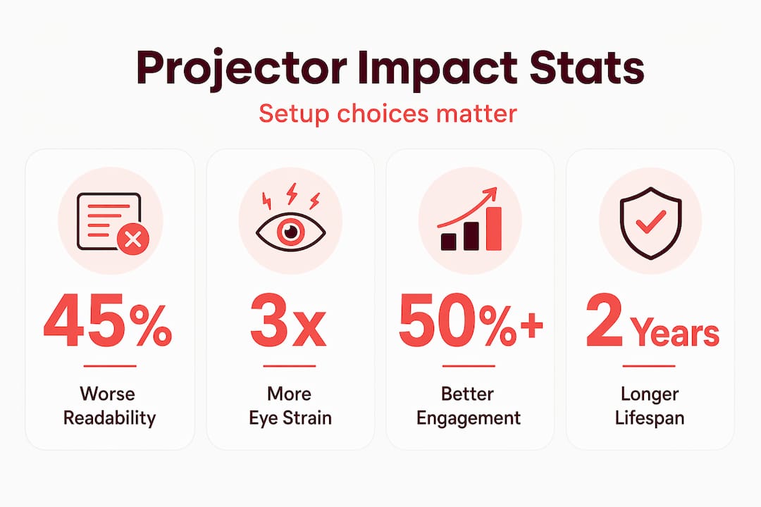 Infographic with projector setup impact stats
