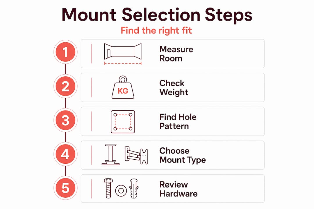 Infographic of steps to select projector mount