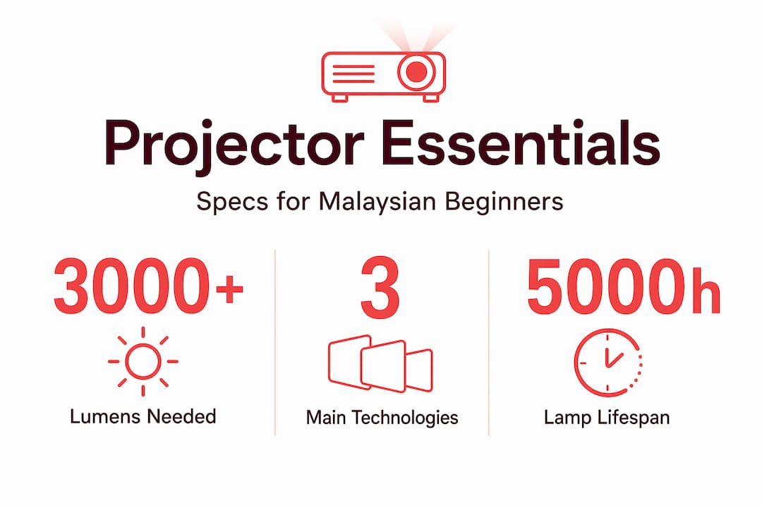 Infographic outlining essential projector specs