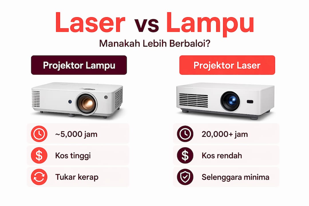 Infografik: Bandingkan Jangka Hayat dan Kos Antara Projektor Laser dengan Projektor Lampu