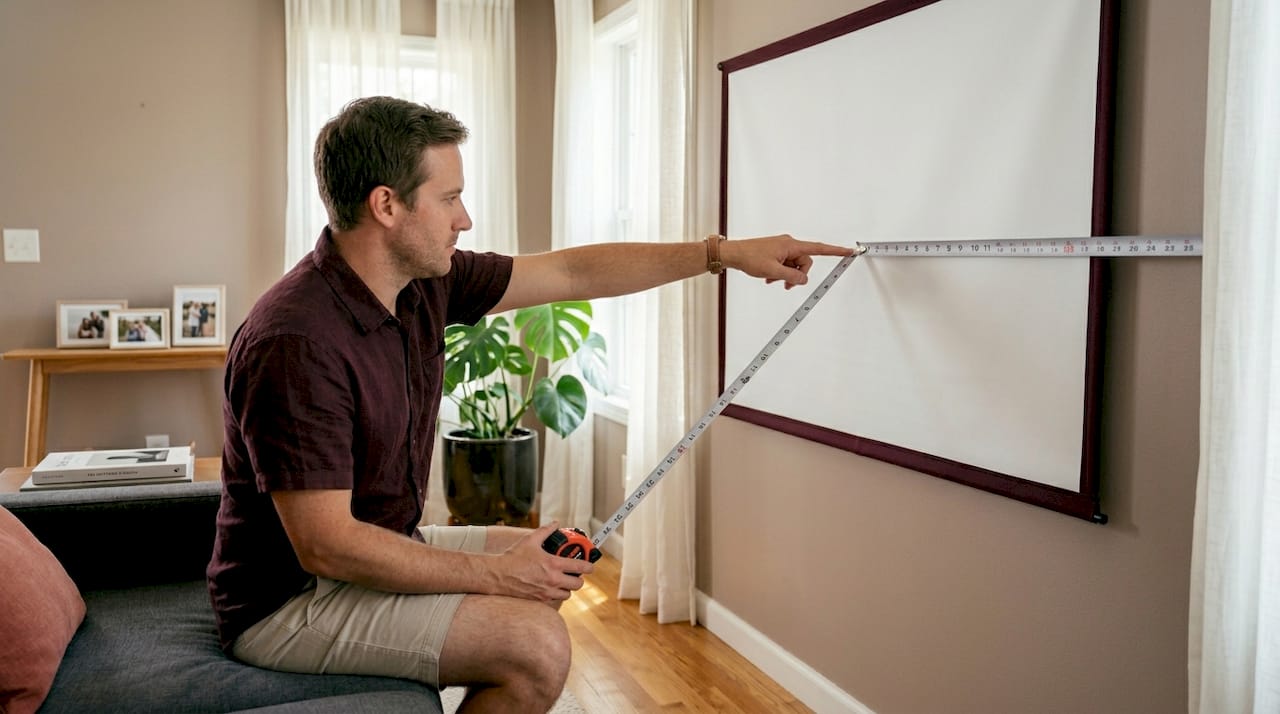 Measuring projector screen size in living room