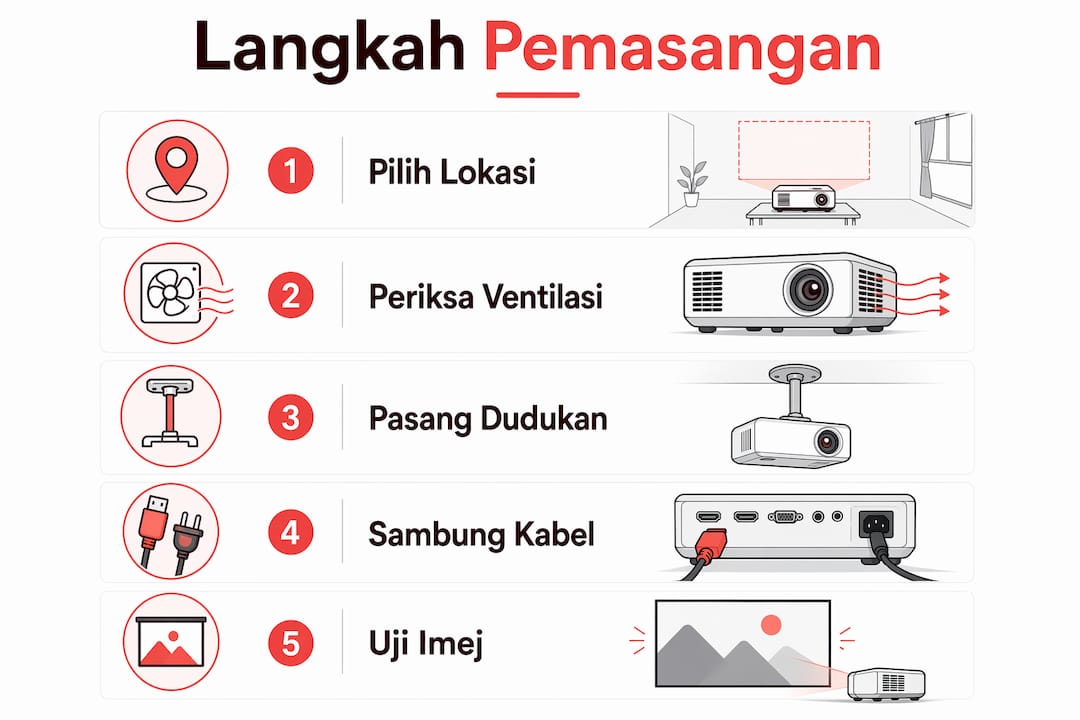 Infografik: Cara-cara Memasang Projektor dengan Selamat