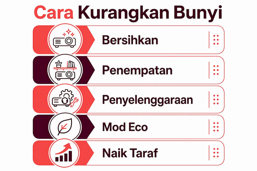 Infografik: Tip mudah untuk mengurangkan bunyi bising kipas projektor