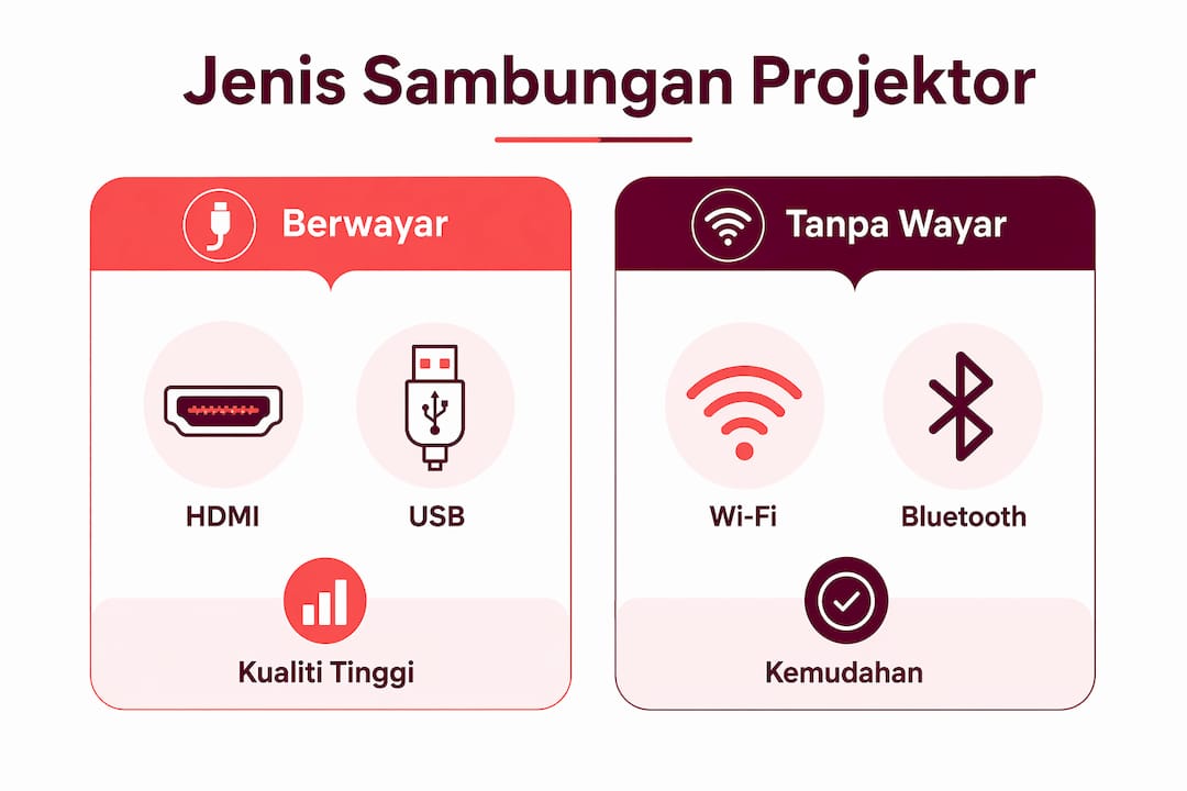 Infografik: Bandingkan Pilihan Sambungan untuk Projektor Terkini
