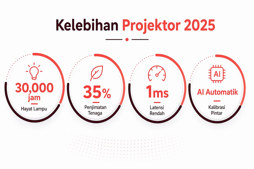 Infografik ini membentangkan kelebihan hebat projektor laser dan teknologi AI terkini yang bakal mendominasi tahun 2025.