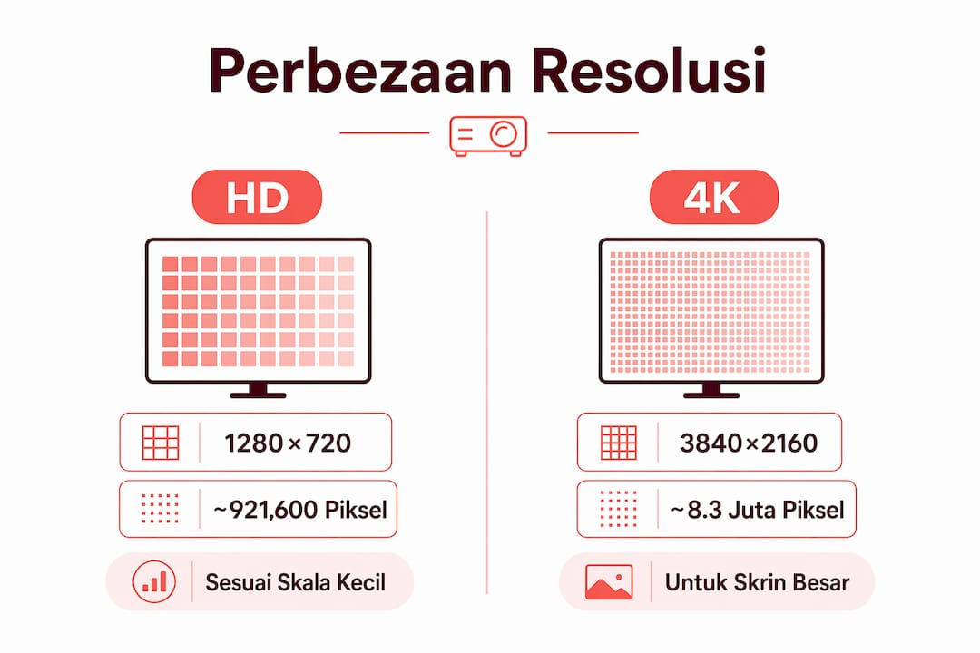 Infografik: Perbandingan Resolusi HD vs 4K – Sorotan Ciri-ciri Utama