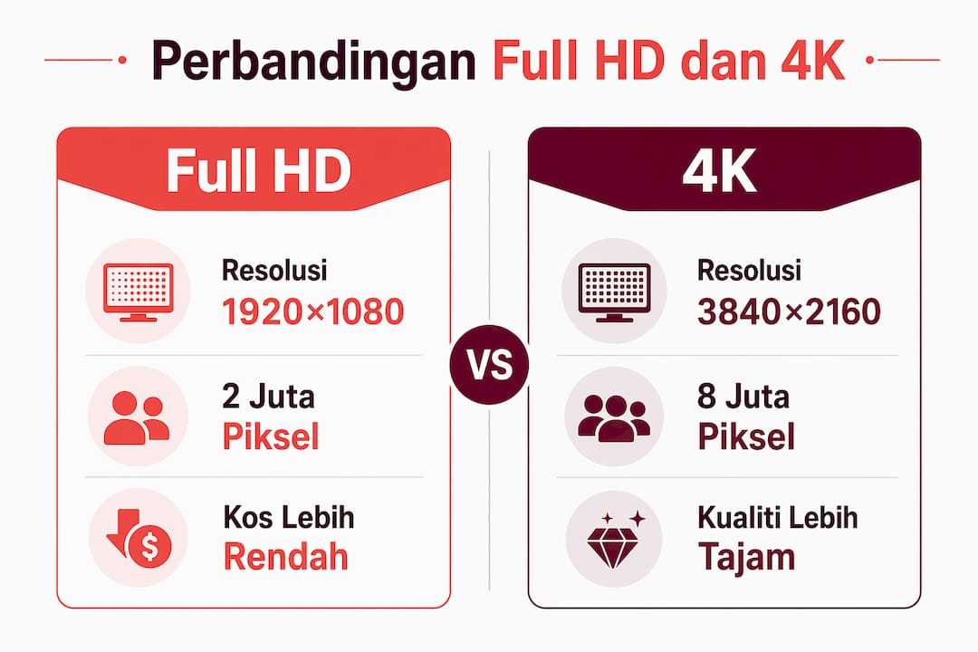 Infografik: Perbezaan ketajaman antara Full HD dan 4K