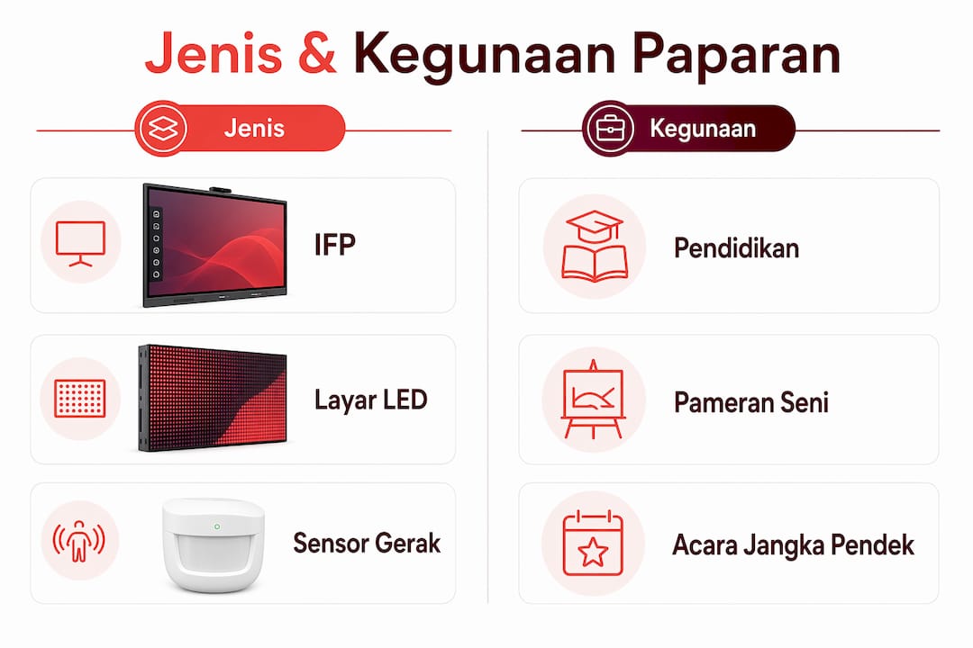 Infografik: Pelbagai Jenis Paparan Interaktif dan Fungsinya