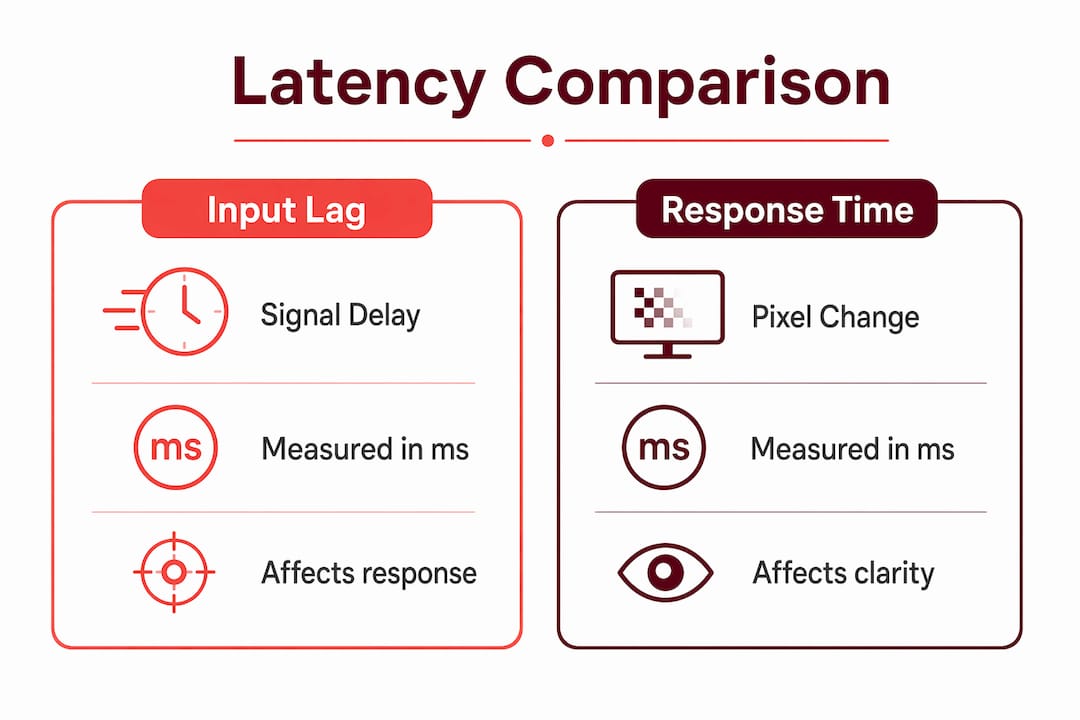 Infographic comparing input lag and response time