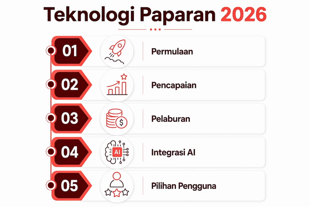 Infografik perjalanan evolusi teknologi paparan di Malaysia