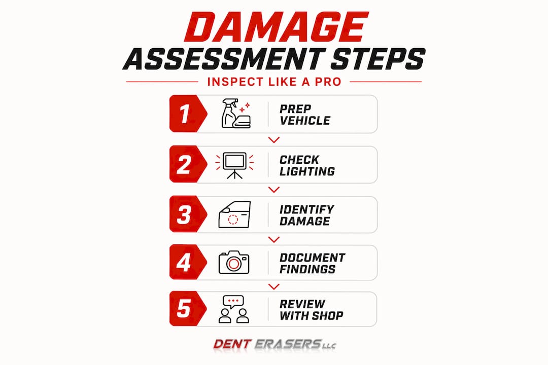 How to Assess Auto Body Damage Like a Pro 1 Infographic Showing Steps For Car Body Damage Assessment