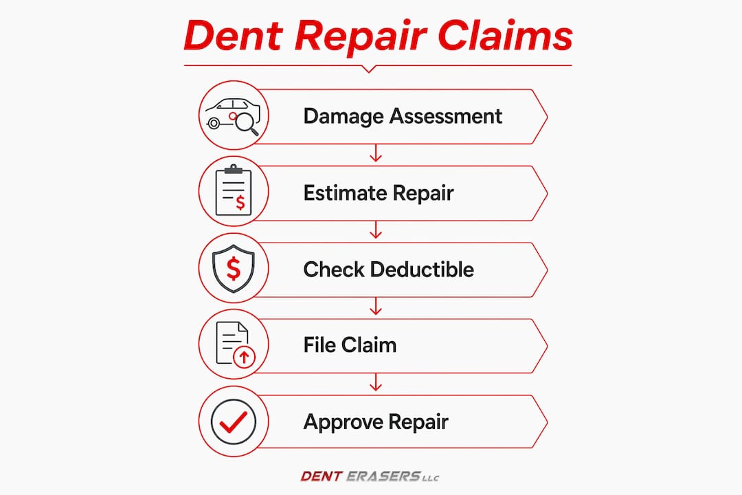 The Role of Insurance in Dent Repair: 2026 Guide 10 Infographic illustrating dent repair insurance claim steps