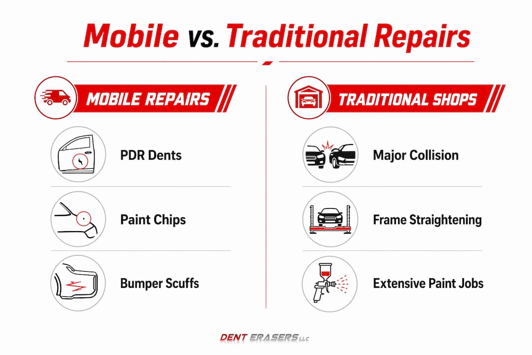 Infographic Comparing Mobile And Traditional Auto Repairs