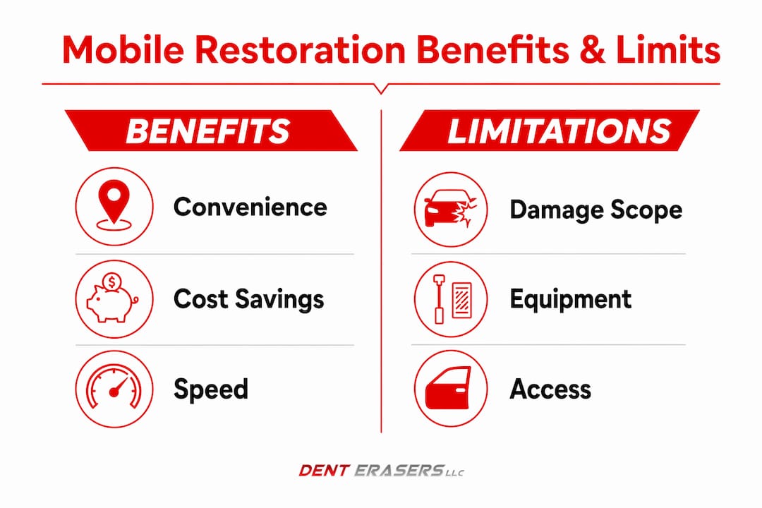 Infographic Comparing Benefits And Limitations Of Mobile Car Restoration Services