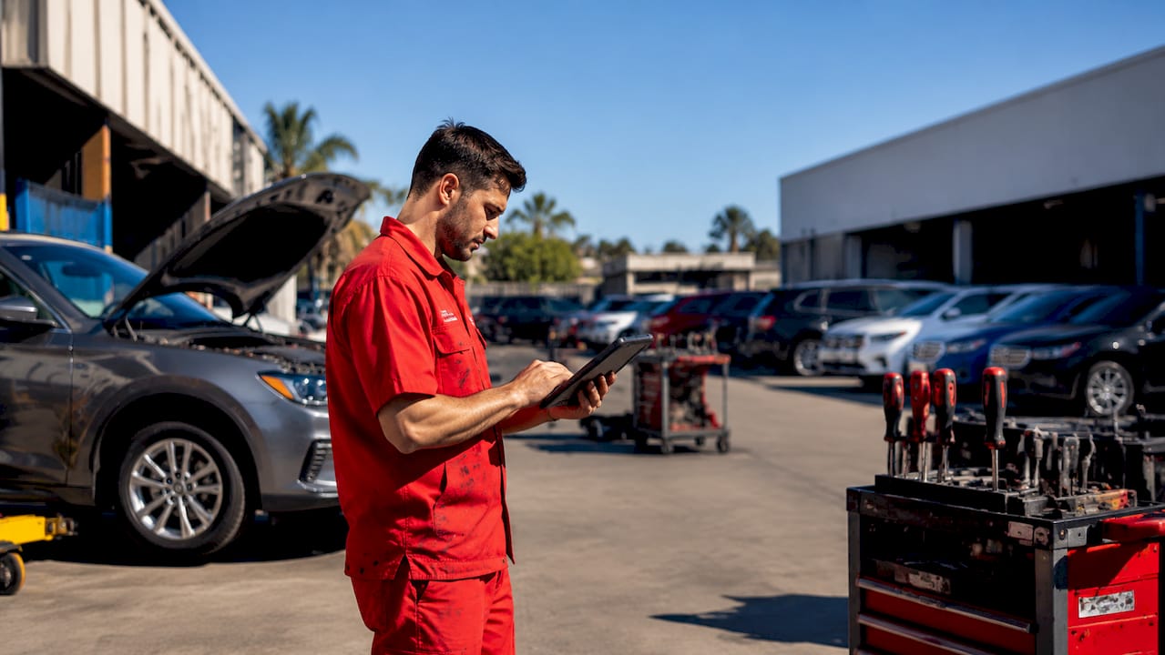 Why Fast Turnaround Car Repair Matters for Owners 1 Technician Using Digital Checklist In Repair Shop