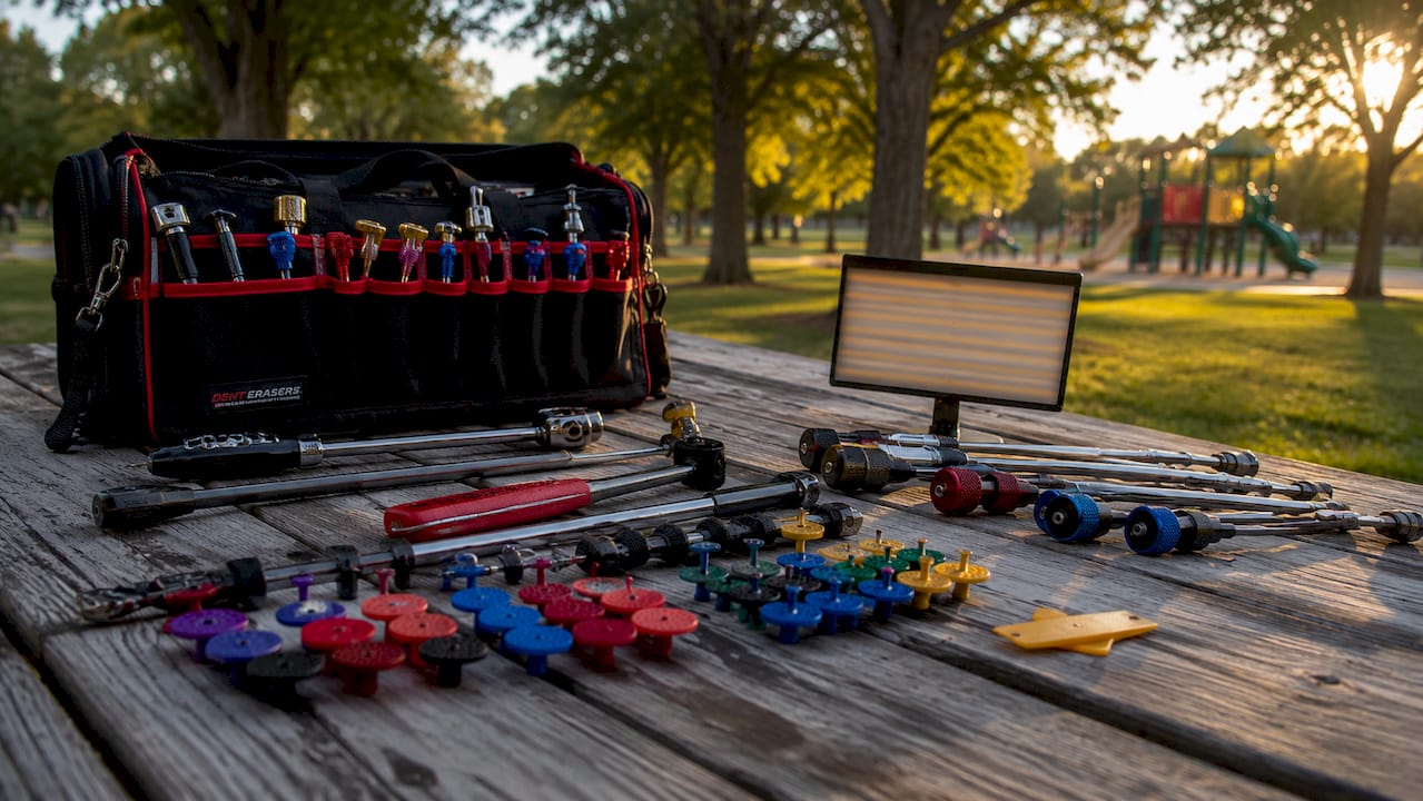 Dent Repair Consultation Questions Every Car Owner Needs 1 Mobile Dent Repair Technician’s Tools On Truck Tailgate