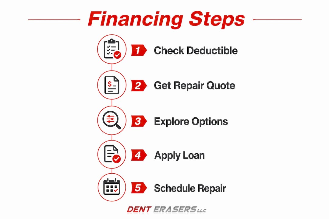 Dent Repair Financing Options Guide for Car Owners 2 Infographic Outlining Dent Repair Financing Steps In Sequence
