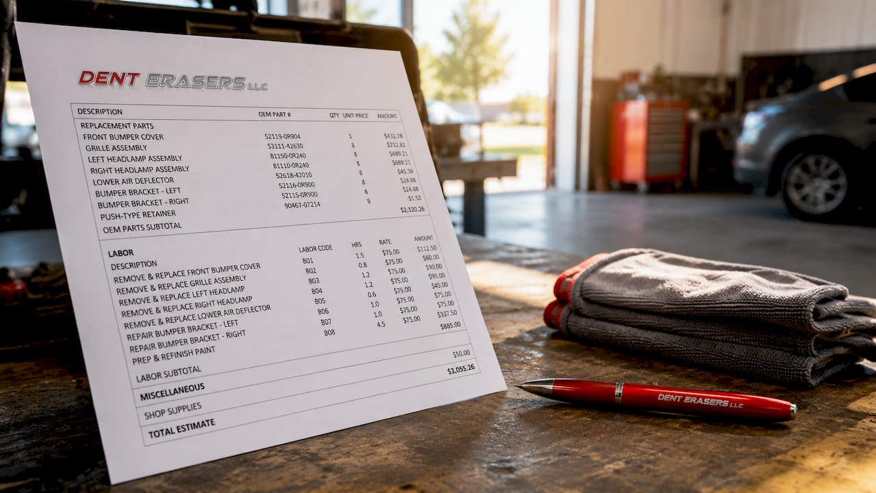 How Collision Repairs Affect Value: A 2026 Car Owner's Guide 1 Close-Up Of Collision Repair Invoice Document