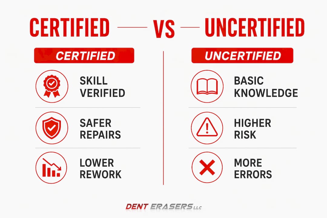 Why Use Certified Dent Technicians for Your Car 2 Infographic Comparing Certified And Uncertified Dent Technicians