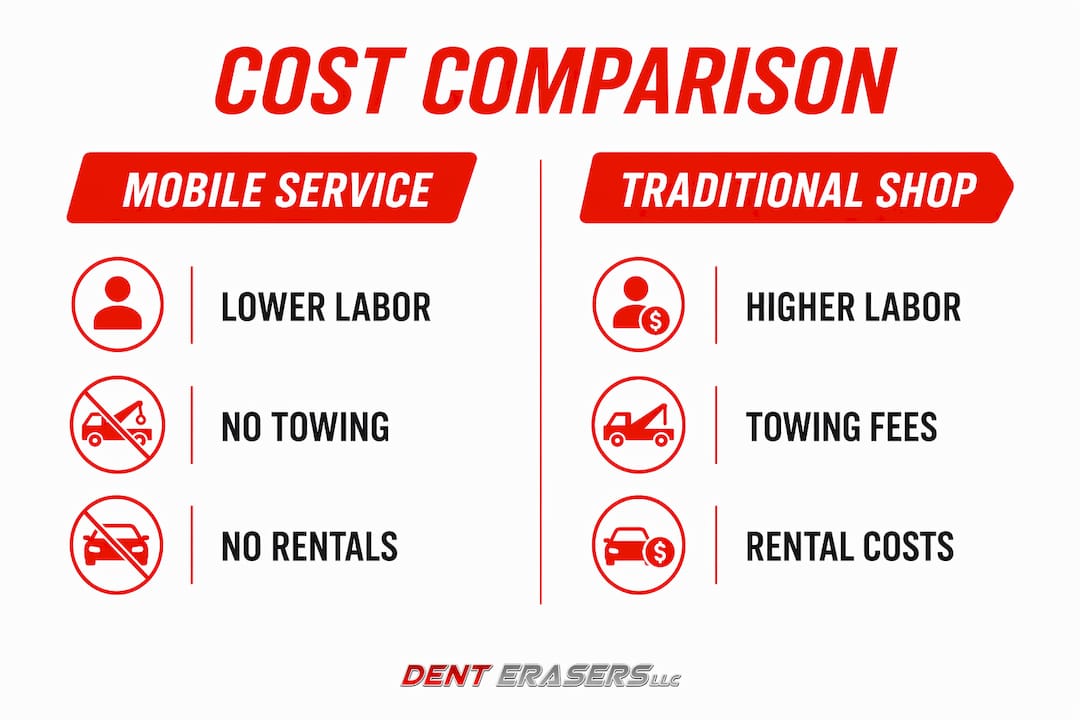 Why Mobile Services for Car Owners Beat the Shop 2 Infographic Comparing Mobile Service And Traditional Shop Costs