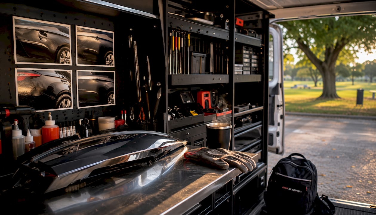 Why Mobile Collision Services Beat the Shop in 2026 2 Mobile Collision Repair Van Interior Workspace